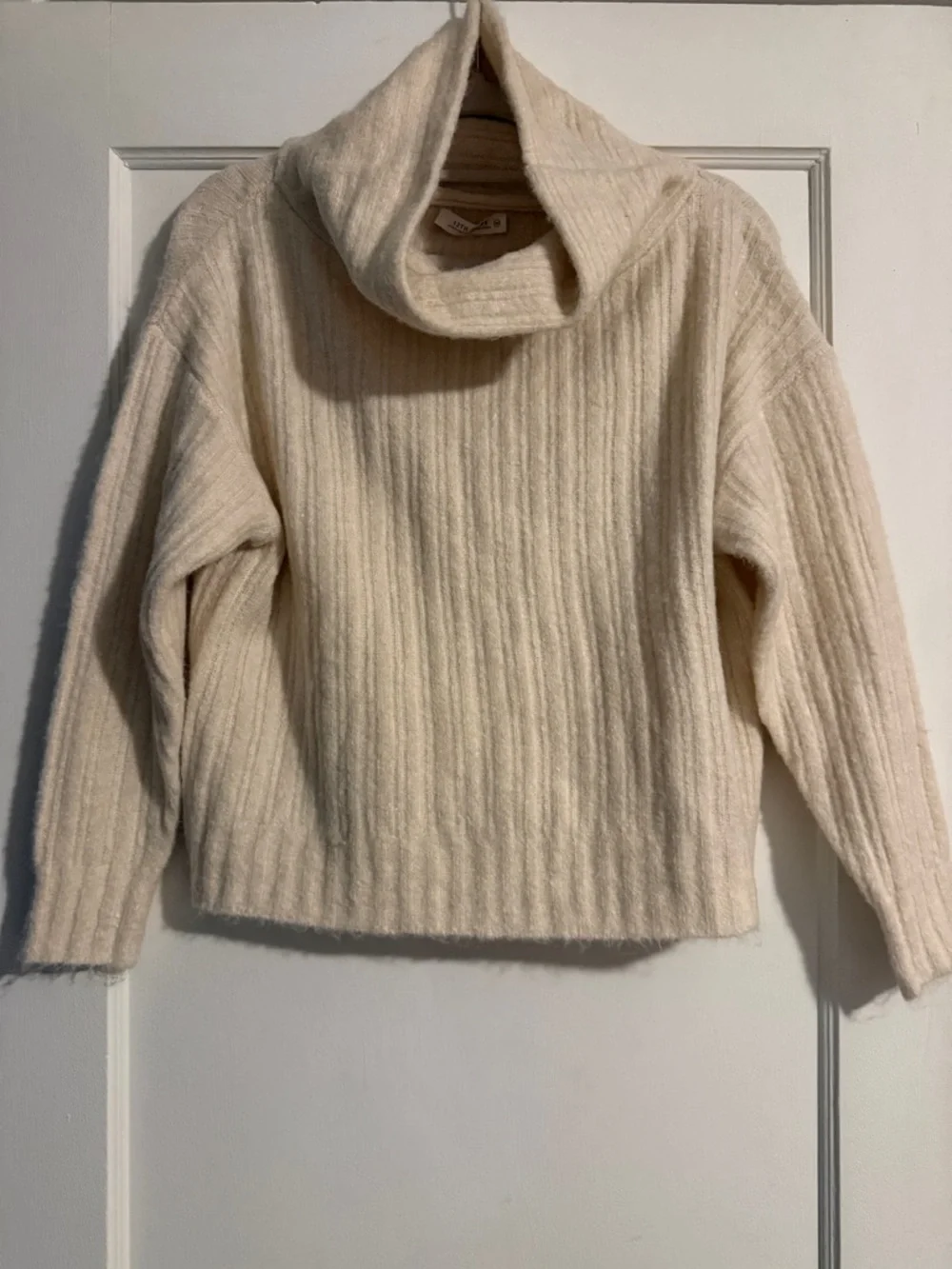 NWT 12th Tribe Cropped Minimalist Boho Turtleneck Sweater Cream XS